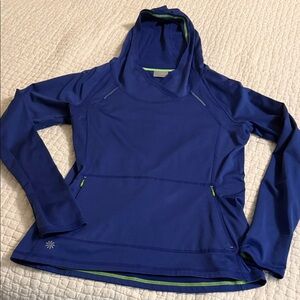 Athleta Cobalt Blue Top with Neon Lime Trim